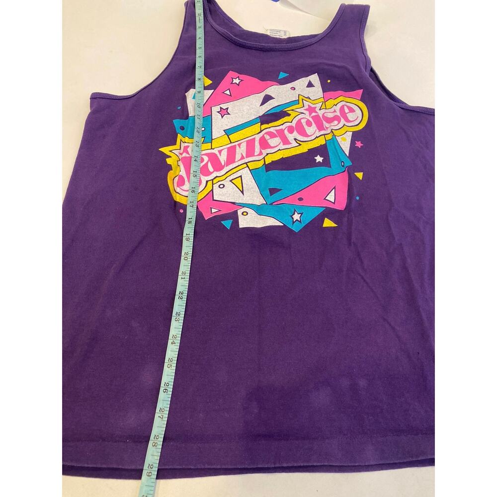 Vintage 1980’s Jazzercise Purple Tank Top Sz XL Women’s Graphic Print Hipster - Picture 8 of 10
